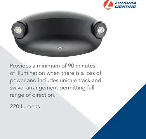 Miniatura 3 de Lithonia Lighting ELM2L B M12 Quantum - Luz de emergencia LED, prueba manual, 220 lúmenes, color negro