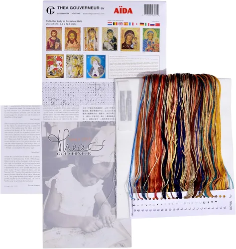 Miniatura 3 de Thea Gouverneur - Kit de punto de cruz contado - Nuestra Señora de la Ayuda Perpetua - Aida - 18 unidades - Kit de bordado para adultos - Hilos