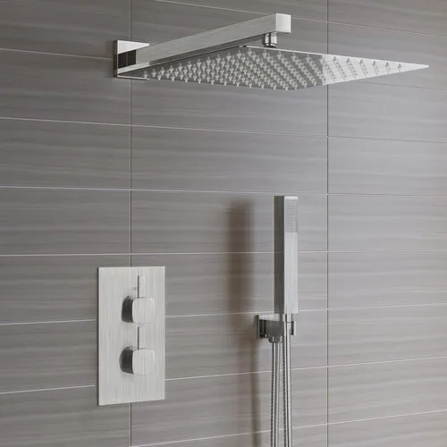 Miniatura 7 de Voolan Cabezal de ducha totalmente de metal con brazo de extensión, cabezales de ducha de lluvia tipo cascada de acero inoxidable, cabezal de ducha