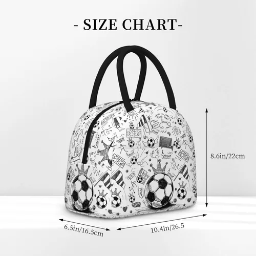Miniatura 3 de Fiambrera de fútbol con bola portátil aislada, bolsas de almuerzo reutilizables para niños, niñas, hombres, mujeres, escuela, trabajo, oficina
