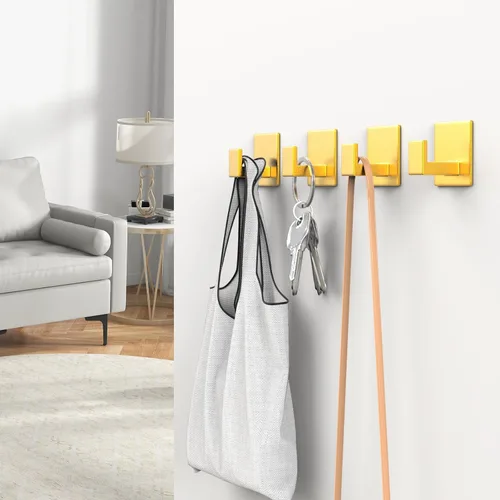 Miniatura 6 de HUFEEOH Ganchos adhesivos para toallas, ganchos de aluminio para toallas de baño, ganchos de pared para colgar, ganchos de pared adhesivos