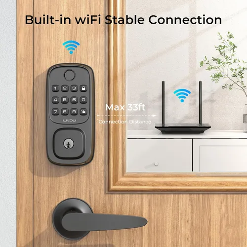 Miniatura 4 de Cerraduras de puerta inteligentes WiFi para cerradura de puerta delantera con 2 palancas, cerradura de puerta con teclado de entrada sin llave