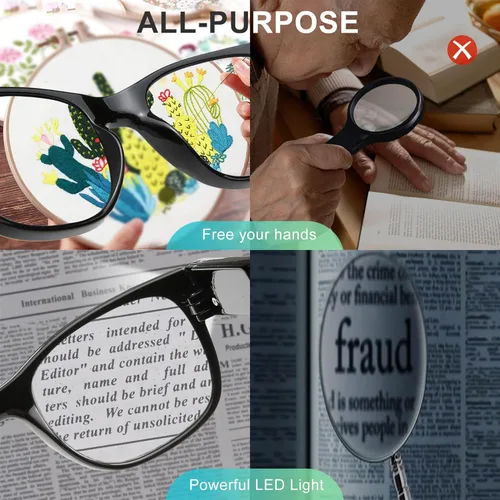 Miniatura 4 de SKYWAY Gafas de Lectura con Luz Recargables, Lectores LED Brillantes con Luces, Lentes de Visión Clara, Unisex