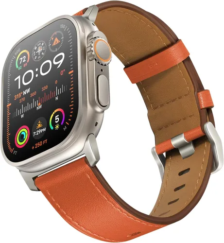 Miniatura 32 de UUPWPOKT - Correa de cuero compatible con Apple Watch Ultra 3/2/1 de 49/46/45/44/42 mm, correa de cuero genuino para iWatch Ultra Series 11 10 9 8 7