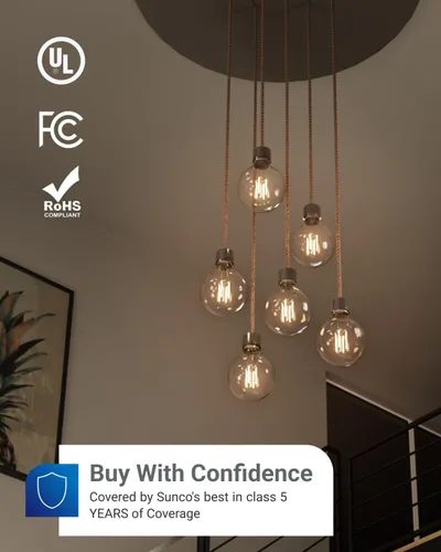 Miniatura 7 de Paquete de 10 bombillas LED G25, filamento Edison Globe, bombilla de iluminación para tocador de baño y dormitorio, 500 LM, 5 W