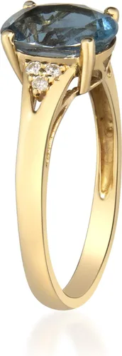 Miniatura 2 de Gin & Grace Anillo de topacio azul Londres de oro amarillo de 10 quilates con diamantes para mujer, joyería hecha a mano con forma de topacio azul
