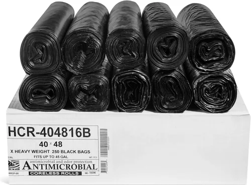 Aluf Plastics - Bolsas de basura con capacidad de un galón, bolsas de basura de alta densidad equivalentes a micras, para baño, oficina, uso Negro