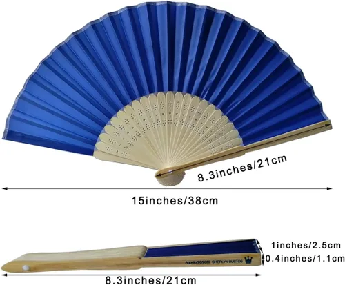 Miniatura 5 de Abanicos personalizados decorativos plegables ventiladores de seda para iglesia personalizados para recuerdos de boda impresos en hueso de abanico