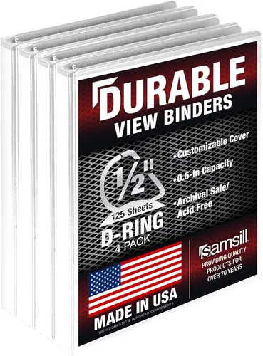 Miniatura 169 de Samsill Carpeta duradera de 1.5 pulgadas, fabricada en los Estados Unidos, carpeta de anillos en D, carpeta transparente personalizable, color rojo