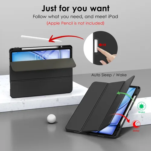 Miniatura 3 de DTTO Funda para iPad Air de 13 pulgadas M3/M2 2025/2024, iPad Pro de 12.9 pulgadas (6ª/5ª/4ª/3ª generación), funda suave con soporte triple delgado