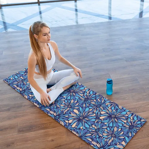 Miniatura 5 de Esterilla de yoga plegable de viaje de 0.059 in de grosor, antideslizante, ligera, portátil, esterilla de ejercicio de pilates, estiramientos