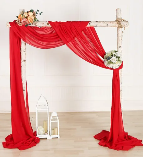 Miniatura 2 de 2 paneles de cortinas de tela de gasa para arco de boda, paneles de cortina de telón de fondo de fiesta, decoración de ceremonia y recepción