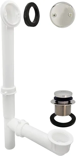 Miniatura 28 de Westbrass 593244-26 Kit de drenaje de residuos de baño con punta tubular blanca de 1-1/2 pulgadas, cromo pulido