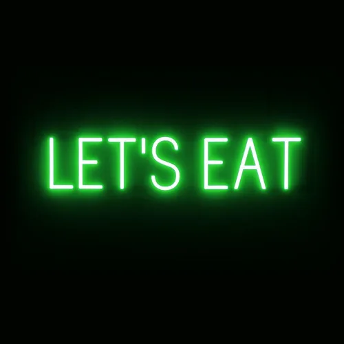 Miniatura 56 de SpellBrite Letrero EAT Letrero de neón para comer con luz LED azul, 13.1 x 6.3 pulgadas