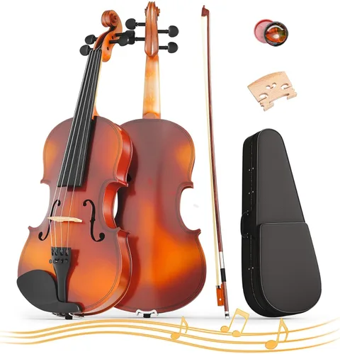 Violín 1/2 para principiantes, violín tamaño 1/2 para niños de 7 a 9 años, estudiante, violines acústicos de tamaño medio con estuche rígido, arco,