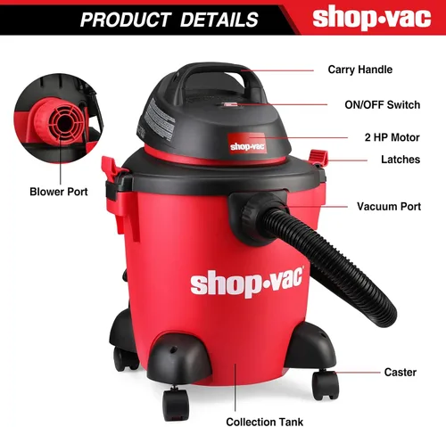 Miniatura 3 de Shop-Vac Aspiradora húmeda/seca HP de 5 galones 2.0 Peak HP+Shop·AIR Aspiradora inalámbrica para coche, púrpura