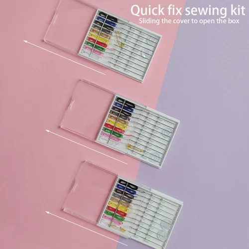 Miniatura 7 de Kit de costura de fijación rápida de 10 cajas, kit de agujas preroscadas fáciles, kits de costura preroscados, agujas preroscadas, agujas