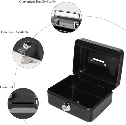 Miniatura 9 de Jssmst SMCB003 - Caja fuerte con cerradura, regalos de cumpleaños 2017, caja metálica para niños, adultos, resistente, 100% segura , Negro