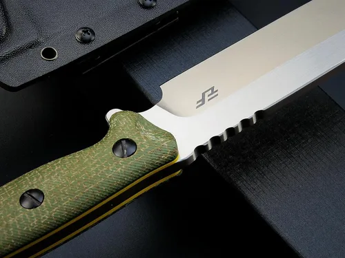 Miniatura 5 de Eafengrow EF143 Cuchillo de hoja fija con hoja de acero AUS-10, mango de Micarta, tanga completa, herramienta EDC, cuchillo recto para trabajo, Verde
