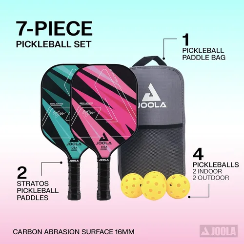 Miniatura 2 de JOOLA Pickleball Paddles Set of 2 – Multiple Colors - Reinforced Fiberglass Surface – Lightweight, Durable, Beginner-Friendly Racket Design – Set