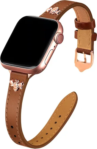 Miniatura 35 de JR.DM Correas de cuero delgadas compatibles con Apple Watch Band 1.496 in 1.575 in 1.614 in 1.654 in 1.732 in 1.772 in 1.811 in 1.929 in, correa