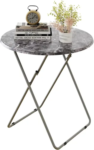 Miniatura 10 de Mesa de bandeja de TV, mesa plegable redonda, bandeja plegable para comer, mesa plegable pequeña, juego de 2, mesa de comedor para sofá, sala