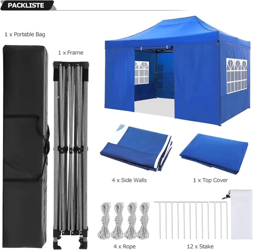Miniatura 12 de COBIZI Tienda de campaña desplegable de 6.6 x 6.6 pies, toldo resistente, fácil de instalar, impermeable, para exteriores, fiestas, playa, jardín