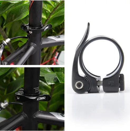 Miniatura 7 de Abrazadera de poste de asiento de bicicleta, 2 abrazaderas para tija de sillín de bicicleta, perno de abrazadera de liberación rápida para bicicleta