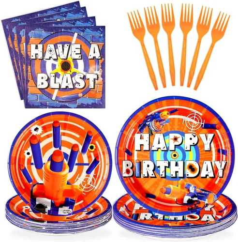 Miniatura 12 de Grencian Juego de 96 platos y servilletas de papel desechables con temática de carreras para niños, suministros de fiesta de cumpleaños, baby