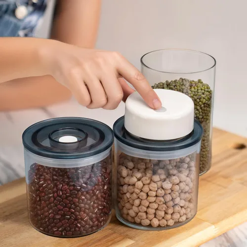 Miniatura 6 de SealVax® Juego de recipientes de café al vacío de 19 oz y 32 oz de vidrio de borosilicato Tapas herméticas, sellador al vacío eléctrico de parada