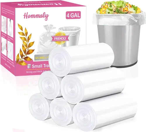Miniatura 10 de Bolsas de basura pequeñas de 4 galones, 180 piezas, bolsas de basura resistentes, forros de basura para canasta de oro, gris y rosa para baño