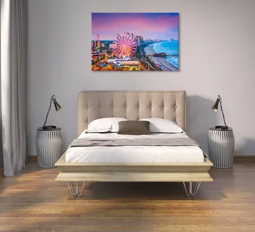 Miniatura 6 de Myrtle Beach - Arte de pared con diseño de horizonte de la ciudad de Carolina del Sur, Estados Unidos, para oficina, sala de estar, dormitorio