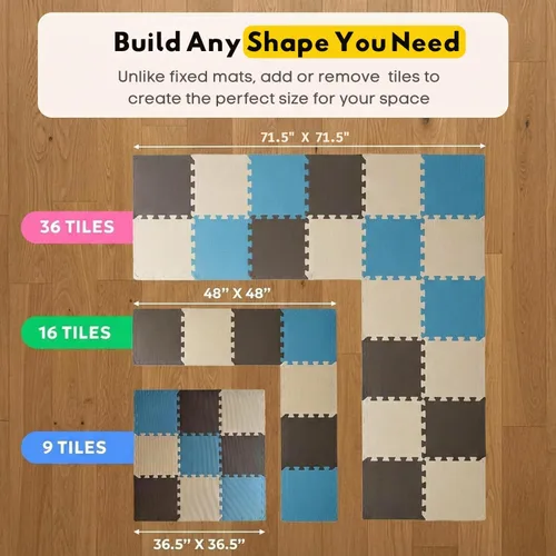 Miniatura 2 de MioTetto Alfombra de Juego para Bebés, Cómoda Alfombra para Tiempo de Barriga – Azulejos de Espuma Portátiles para Piso, Alfombra de bebé segura