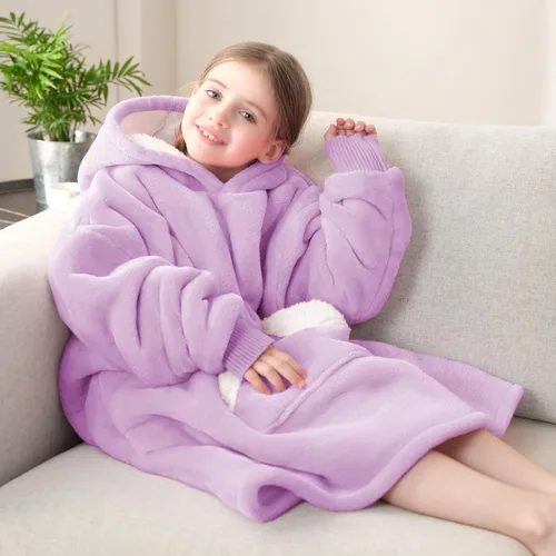 Miniatura 7 de Touchat - Sudadera con capucha de estilo manta, sudadera con capucha de sherpa de gran tamaño con bolsillo y mangas, cobija de felpa súper suave