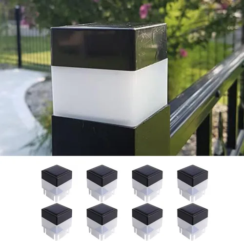 LED solar de 2 pulgadas x 2 pulgadas (2.0 in x 2.0 in) para valla de hierro forjado y aluminio o jardín, luces solares para cerca, paquete de 8 (luz
