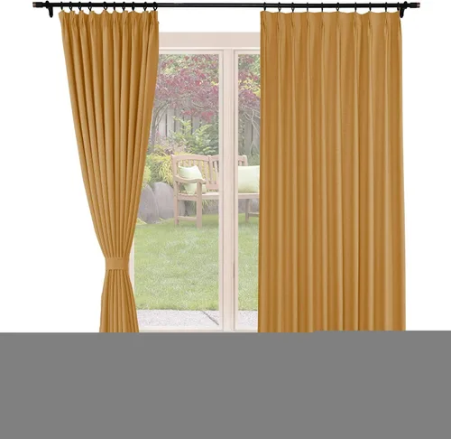 Miniatura 23 de Frelement Cortinas opacas de lino natural, paneles de cortinas plisadas para sala de estar, cortinas con aislamiento térmico, 52 pulgadas de ancho x