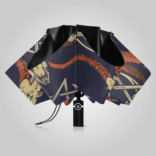 Miniatura 2 de UV Blocking Automatic Open Umbrella Satan-baphomet-sheep-head-demon Portable Travel Folding Umbrellas with Cover Bag