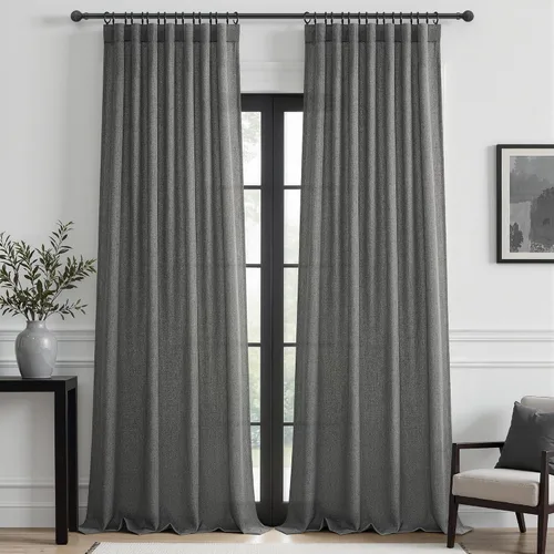 Miniatura 9 de Cortinas translúcidas de lino beige blanco de 84 pulgadas de largo, 2 paneles, cortinas modernas con filtrado de luz y privacidad, riel de techo