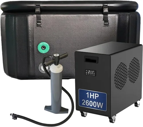 Bañera fría de lujo de 120 galones con enfriador de agua de 2600 W, bañera de hielo portátil para uso en exteriores o interiores, enfriador