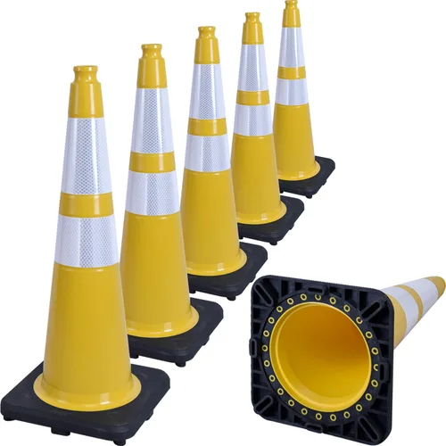 Miniatura 24 de Paquete de 6 conos de tráfico de PVC extra grandes de 36 pulgadas con base resistente, conos de seguridad de alta visibilidad para todo