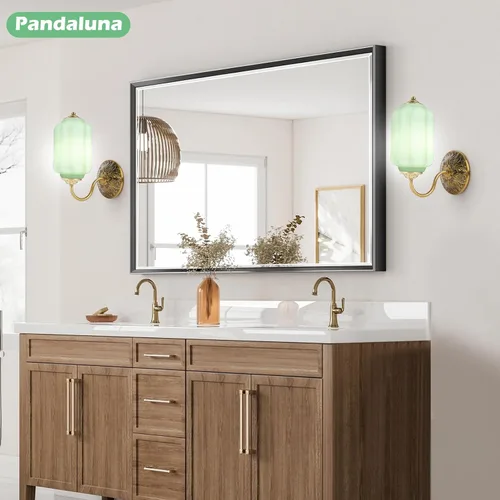 Miniatura 4 de Aplique de pared vintage, lámpara de luz de vidrio verde lechoso, aplique de pared antiguo de 5.5 pulgadas estilo Art Deco para dormitorio, baño