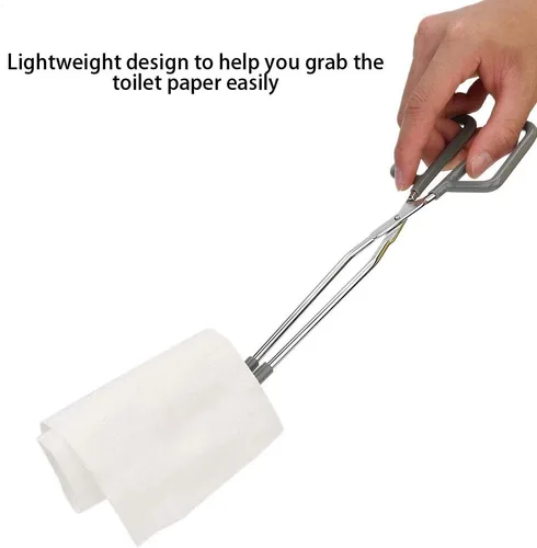 Miniatura 6 de Estink Pinzas largas para papel higiénico, ayuda de limpieza de baño de aleación de 12/15 pulgadas, herramienta ligera de asistencia para mujeres
