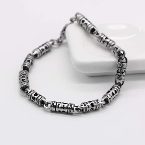 Miniatura 5 de Vintage Men 100% 925 Pulsera de plata esterlina punk hip-hop masculino sólido plata pura 7-8 pulgadas cadena mano catenaria joyería