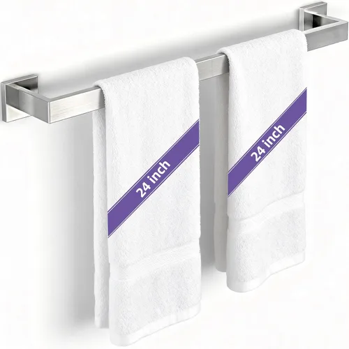 Miniatura 9 de Toallero de baño de 24 pulgadas, toalleros de 24 pulgadas para montaje en pared de baño, organizador de toallas de mano de acero inoxidable 304