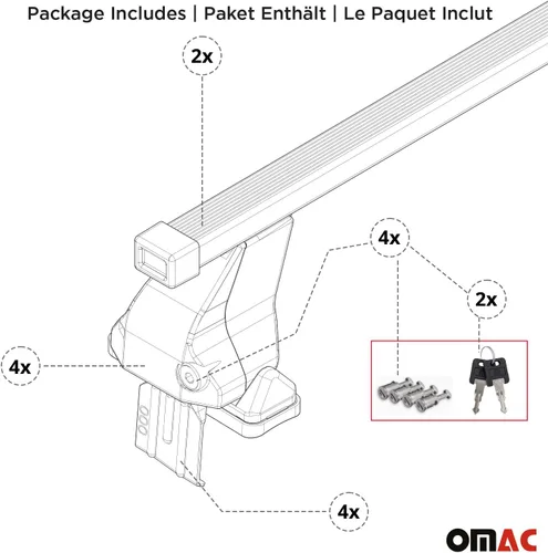 Miniatura 8 de OMAC Portaequipajes de techo liso para Mazda CX-3 2016-2021, color gris, 2 piezas antirrobo para viajes, kayak, canoa, surf, esquí, snowboard