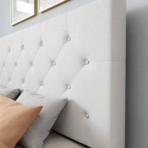 Miniatura 8 de WEEWAY Base de cama de plataforma de tamaño matrimonial con 4 cajones de almacenamiento, cabecera capitonada con botones de costura de diamante