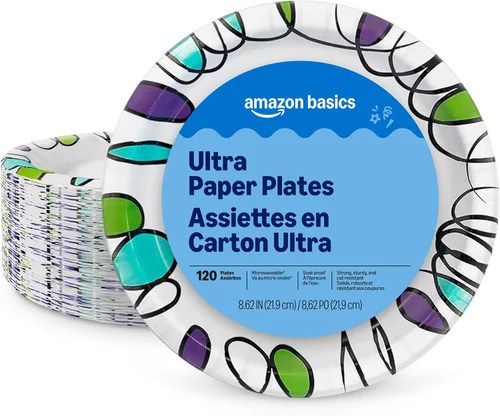 Miniatura 8 de Amazon Basics Ultra - Platos de papel, 8.62 pulgadas, desechables, 64