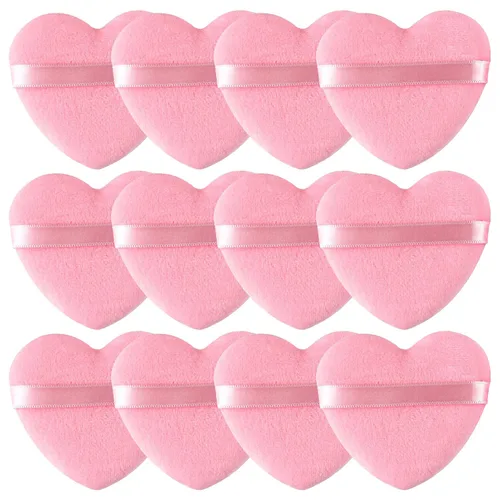 Miniatura 27 de 6 piezas de soplo de polvo para cara suave en forma de corazón para polvo suelto, polvo mineral, polvo corporal, terciopelo, base cosmética, 6