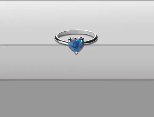 Miniatura 3 de Anillo de plata esterlina S925 con forma de corazón de ópalo creado en laboratorio, tamaño 5 a 10 para mujer