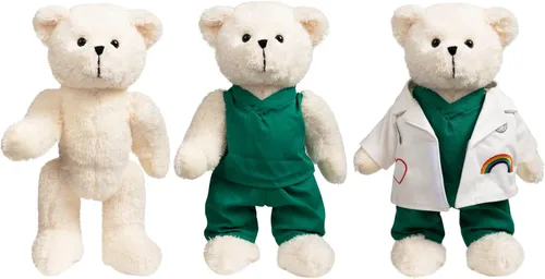 Miniatura 5 de HollyHOME Oso de Peluche Doctor Oso de Peluche en Batas y Bata Blanca Regalos para Médicos Estudiantes y Niños 16 Pulgadas, Crema